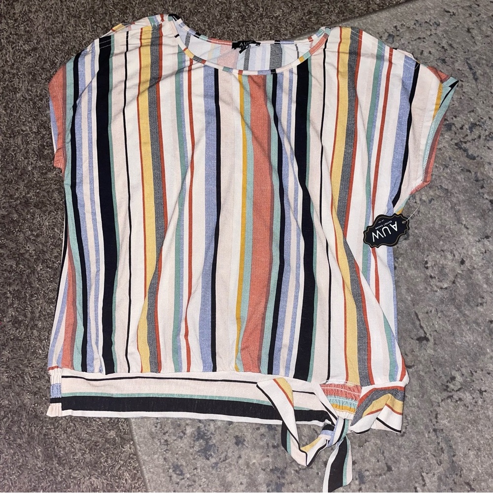 AUW Striped Blouse, Size Large